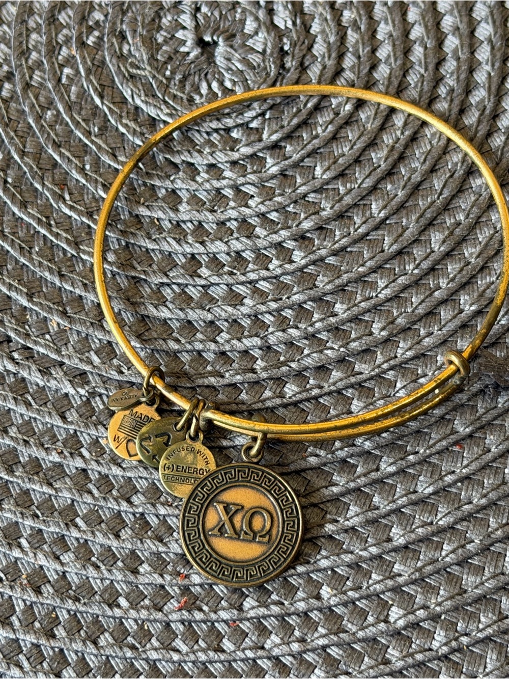 Greek Letter XO Gold Charm Bangle Bracelet chi omega Alex and ani